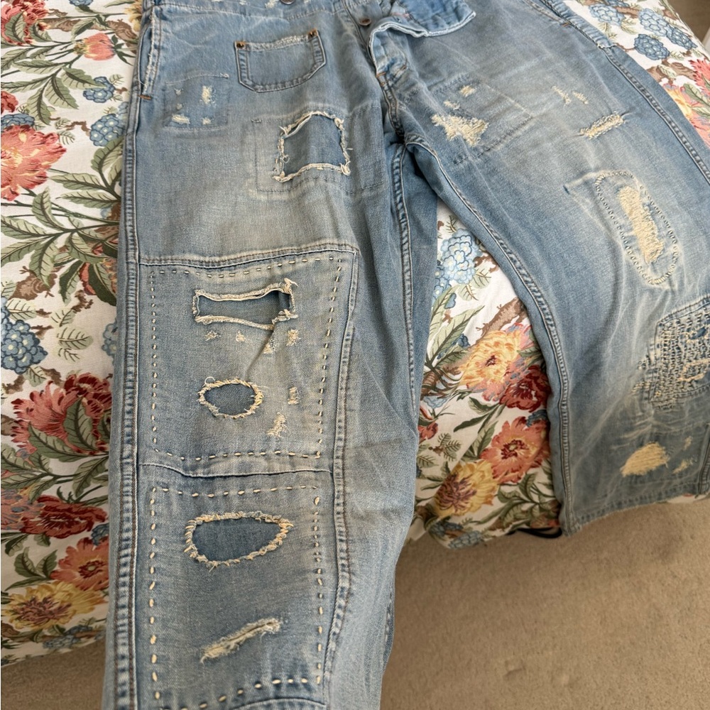 Magnolia Pearl Blue Relaxed Distressed Jeans